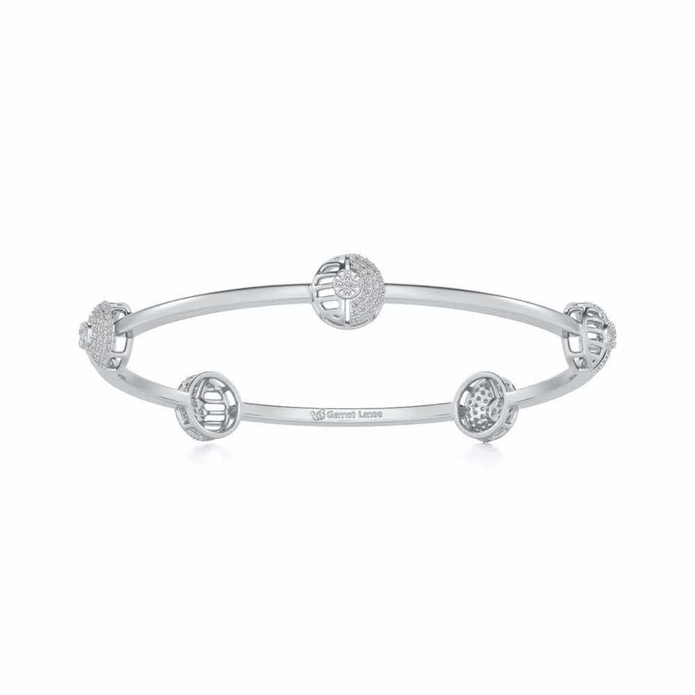 Shimmy Rounds Silver Bangles - White Gold - Image 4
