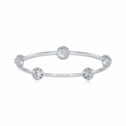 Shimmy Rounds Silver Bangles - White Gold - Image 4