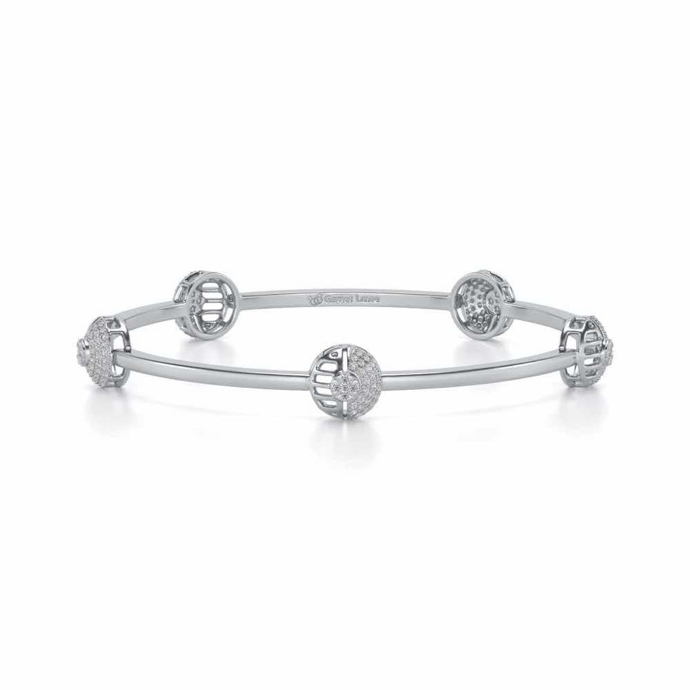 Shimmy Rounds Silver Bangles - White Gold - Image 5