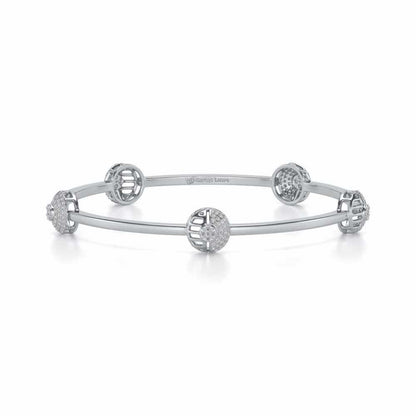 Shimmy Rounds Silver Bangles - White Gold - Image 5