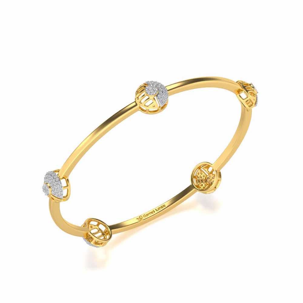 Shimmy Rounds Silver Bangles - Yellow Gold - Image 1