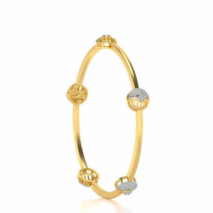 Shimmy Rounds Silver Bangles - Yellow Gold - Image 3