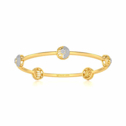Shimmy Rounds Silver Bangles - Yellow Gold - Image 4
