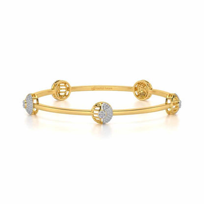 Shimmy Rounds Silver Bangles - Yellow Gold - Image 5