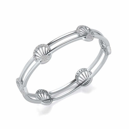 Shine Chase Silver Bangles - White Gold - Image 1