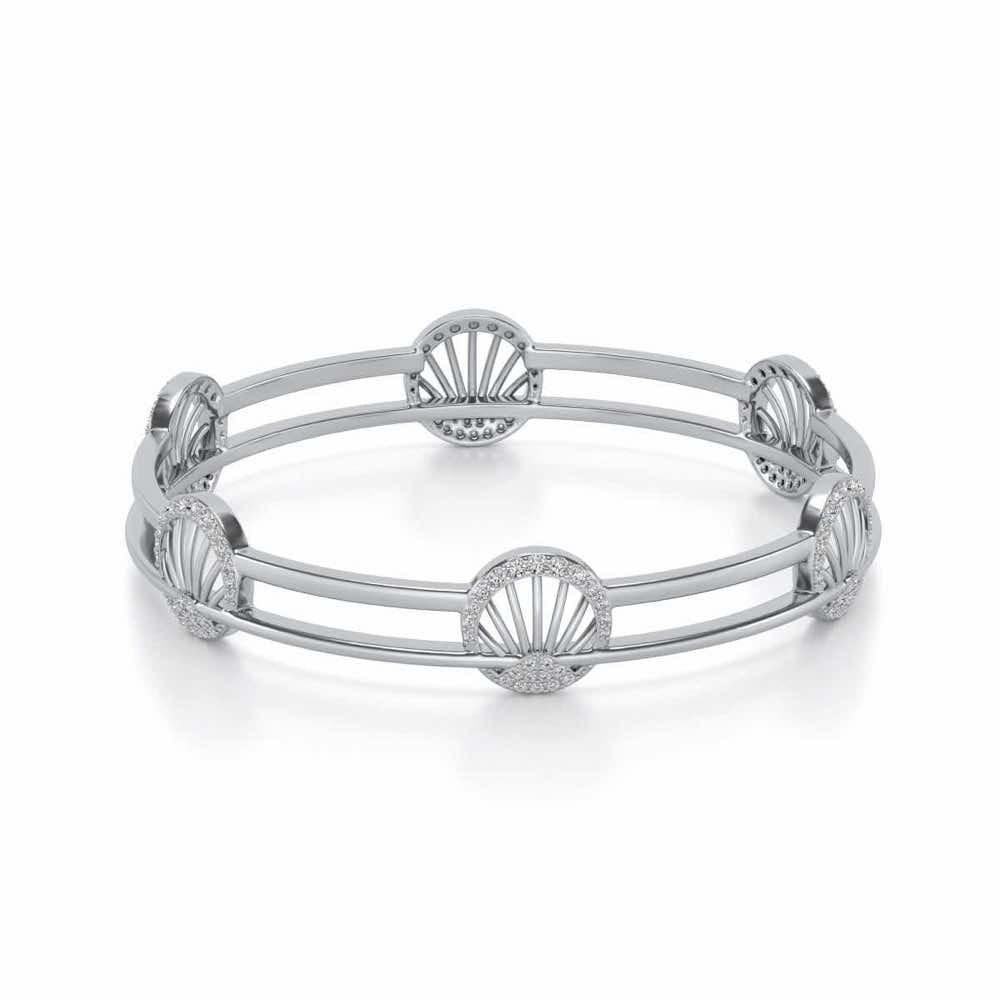 Shine Chase Silver Bangles - White Gold - Image 2