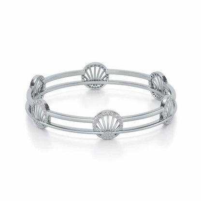 Shine Chase Silver Bangles - White Gold - Image 2