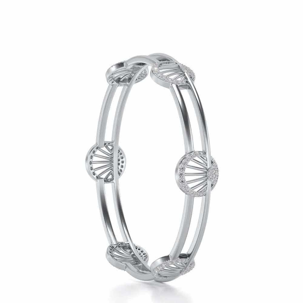 Shine Chase Silver Bangles - White Gold - Image 3