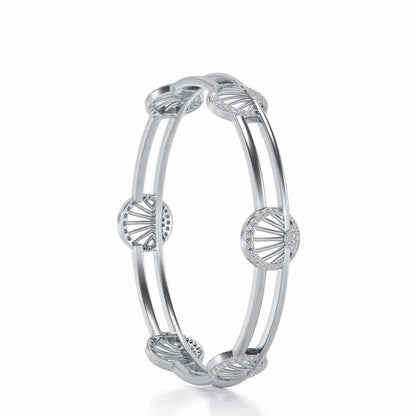 Shine Chase Silver Bangles - White Gold - Image 3