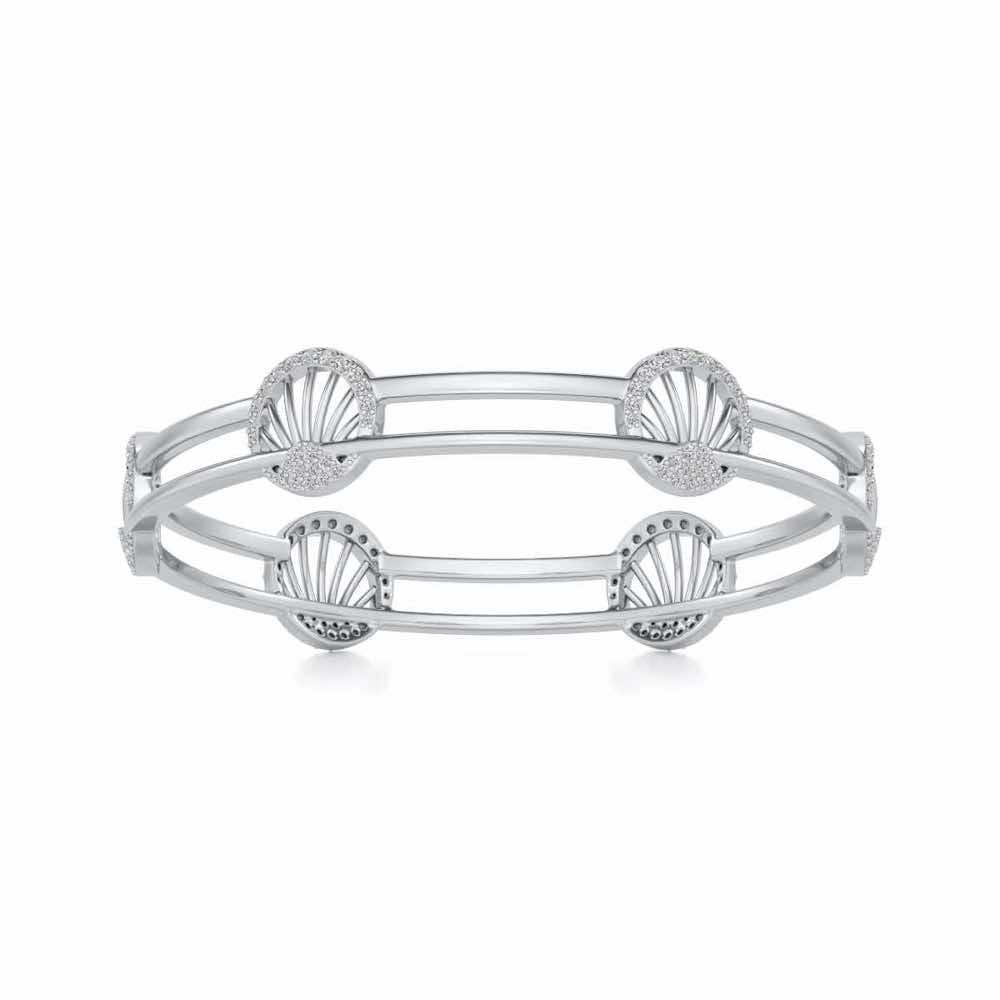 Shine Chase Silver Bangles - White Gold - Image 4