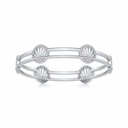 Shine Chase Silver Bangles - White Gold - Image 4