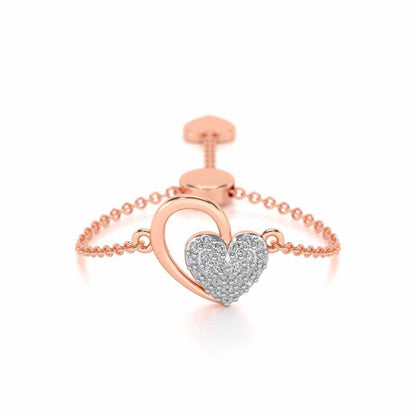 Shine Heart Adjustable Silver Ring - Rose Gold - Image 1