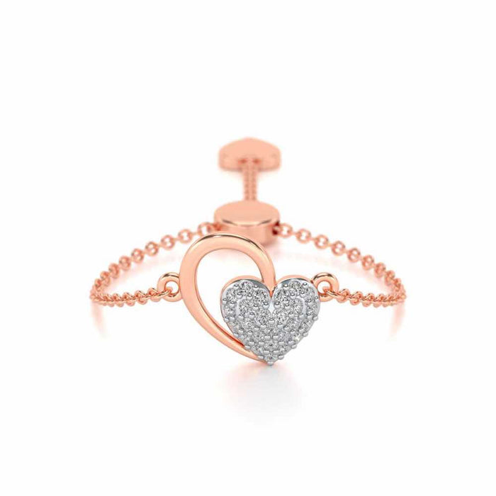 Shine Heart Adjustable Silver Ring - Rose Gold - Image 1