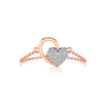 Shine Heart Adjustable Silver Ring - Rose Gold - Image 4
