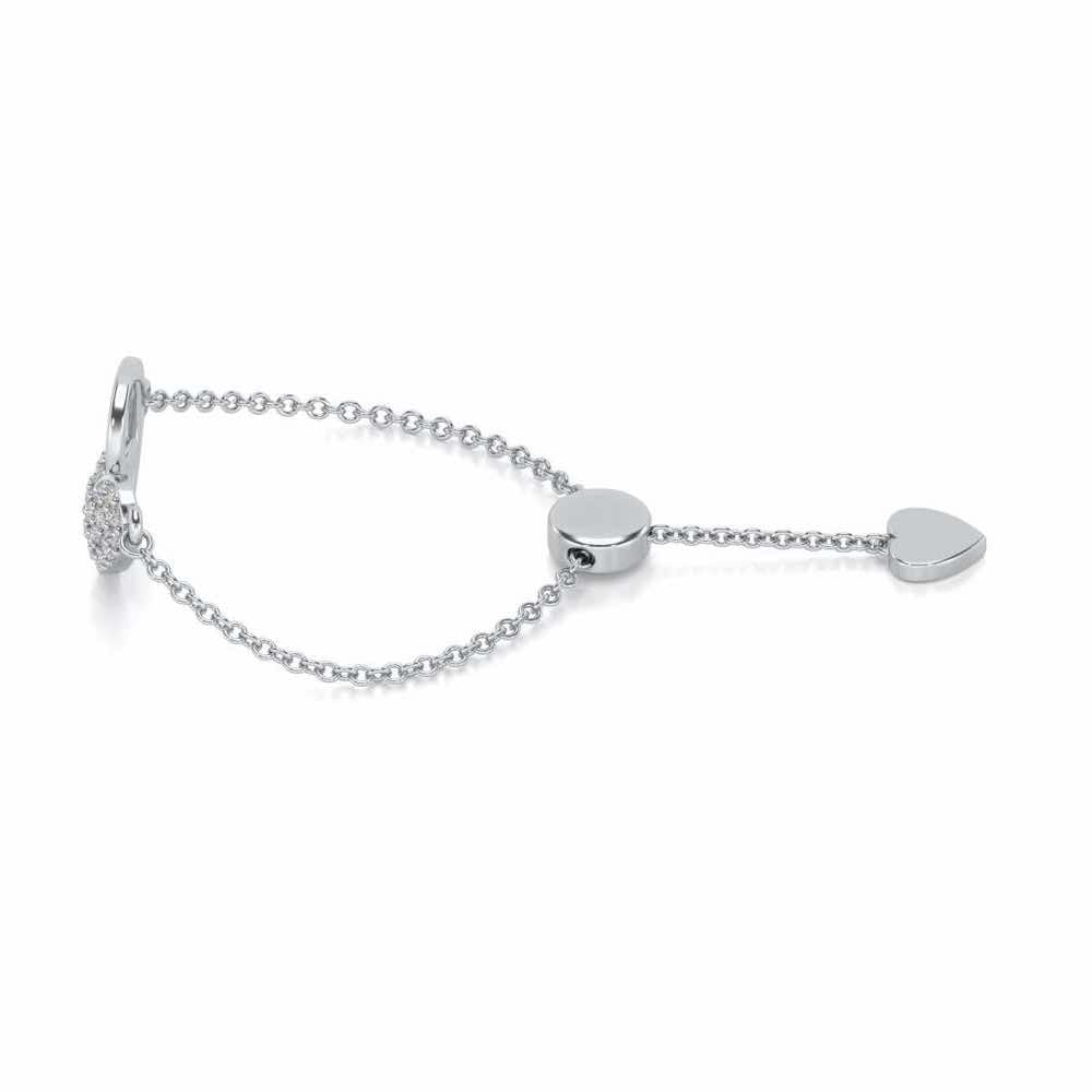 Shine Heart Adjustable Silver Ring - White Gold - Image 2