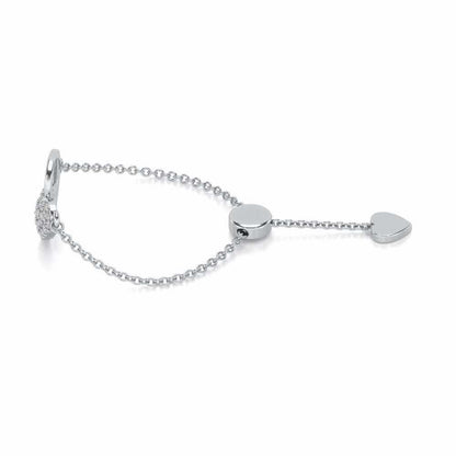 Shine Heart Adjustable Silver Ring - White Gold - Image 2