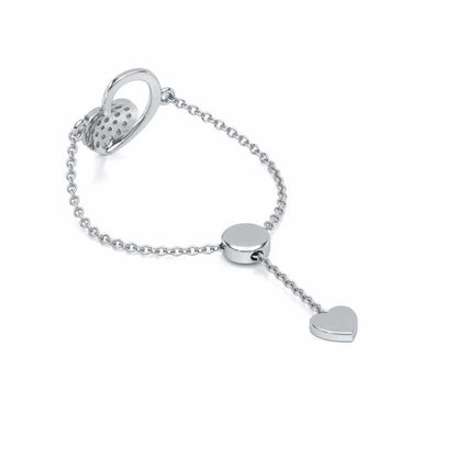 Shine Heart Adjustable Silver Ring - White Gold - Image 3