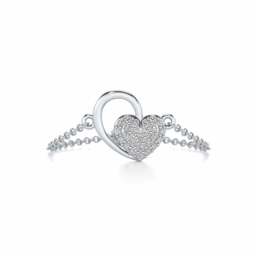 Shine Heart Adjustable Silver Ring - White Gold - Image 4
