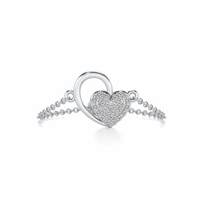 Shine Heart Adjustable Silver Ring - White Gold - Image 4