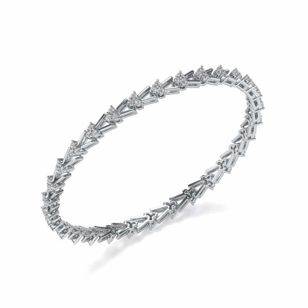 Shine Rep Silver Bangles - White Gold - Image 1