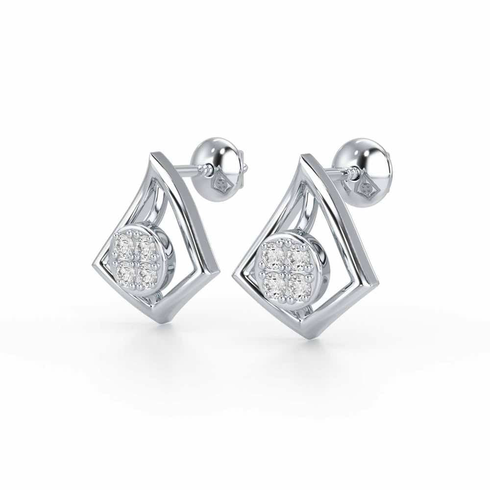 Shine Squad Silver Earrings - White Gold - Image 3