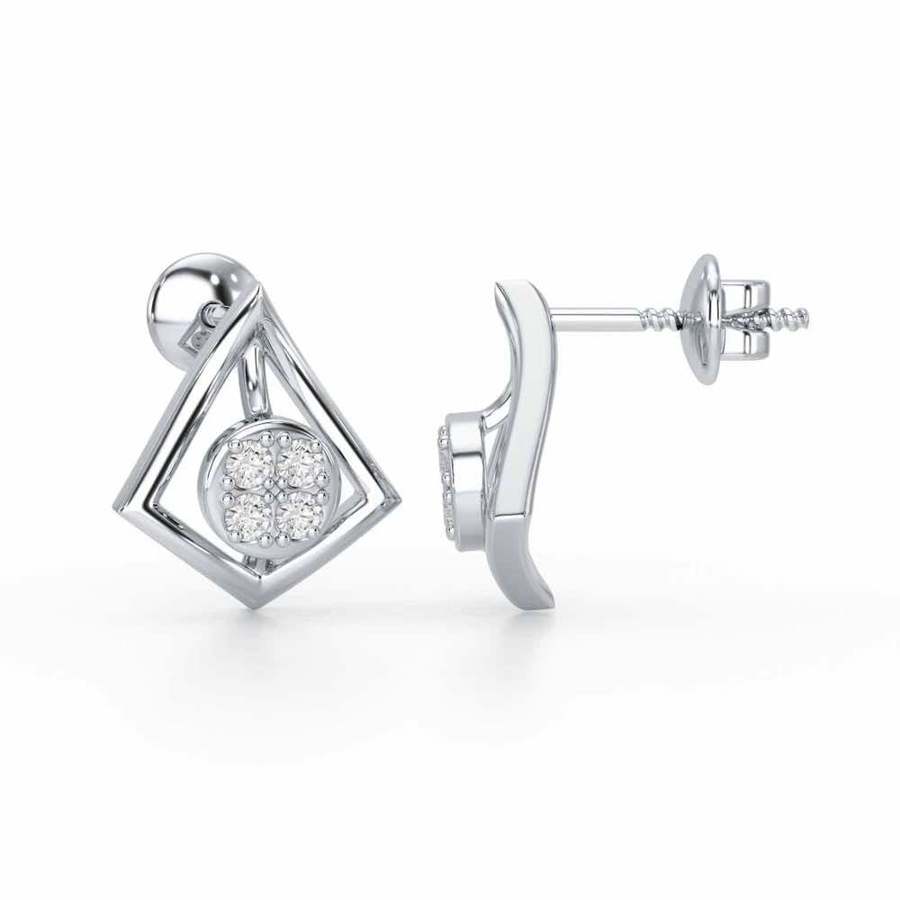 Shine Squad Silver Earrings - White Gold - Image 4