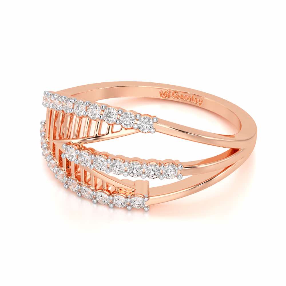 Shine Tracery Silver Ring - Rose Gold - Image 2