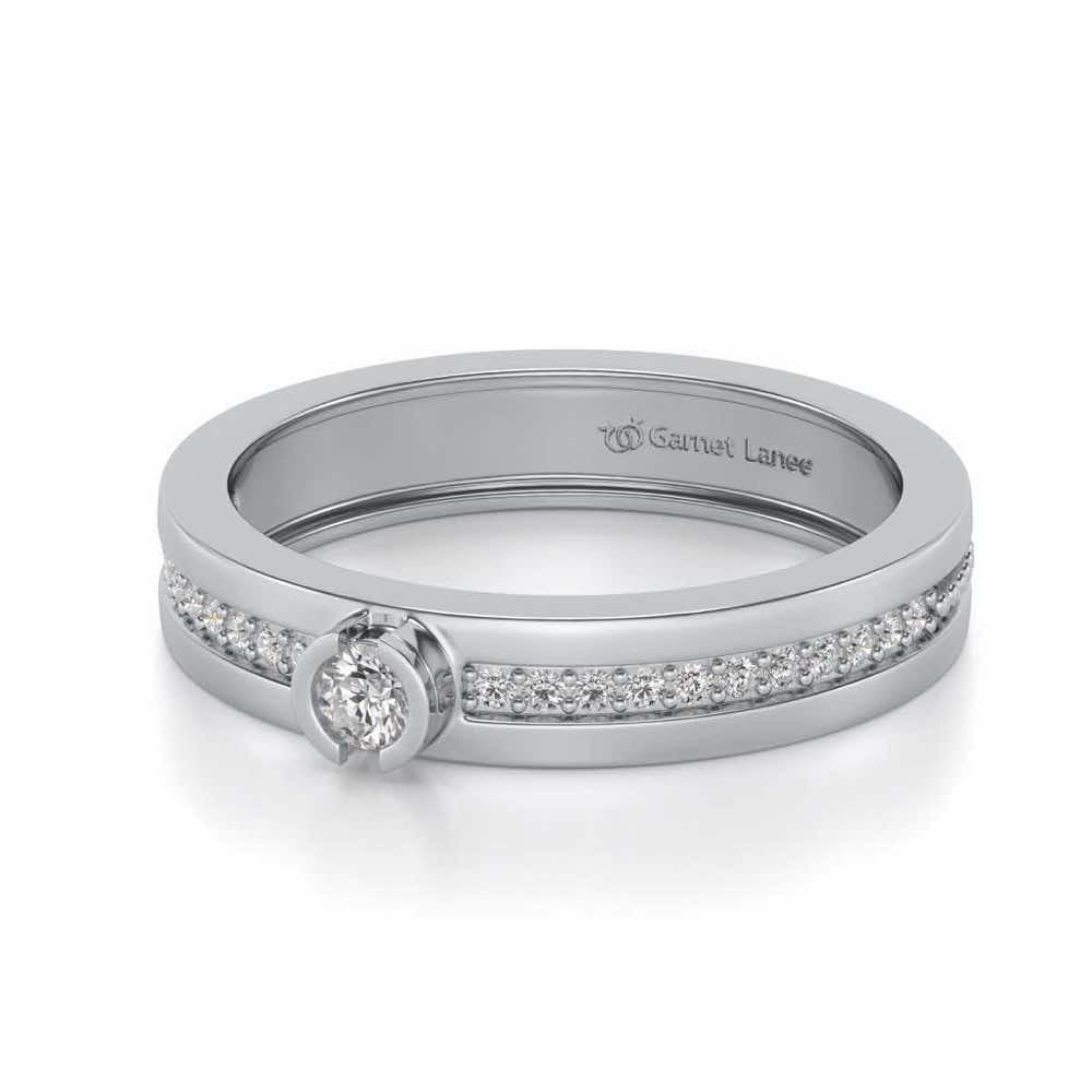 Shine-bright Silver Band Ring - White Gold - Image 2