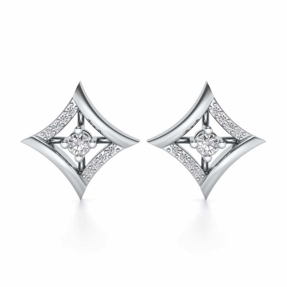 Shine far Silver Earrings - White Gold - Image 1