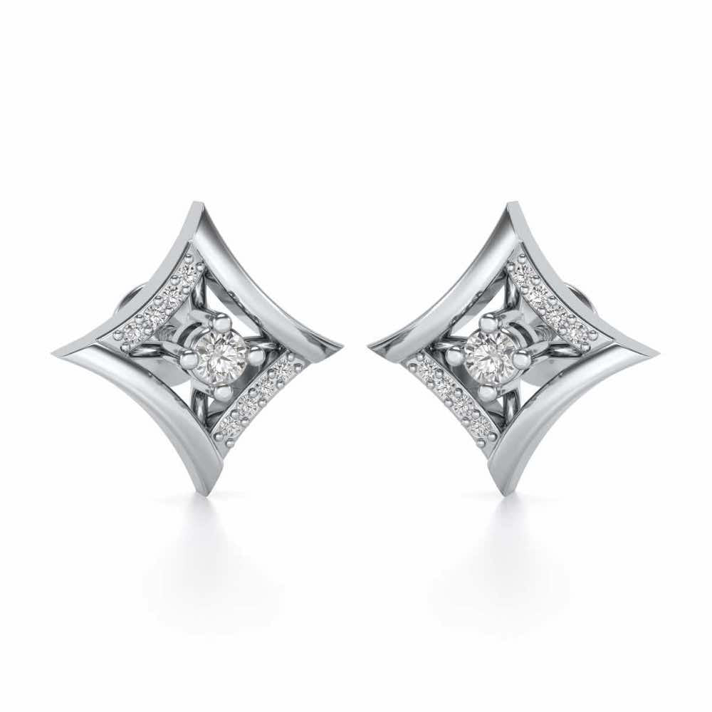 Shine far Silver Earrings - White Gold - Image 2