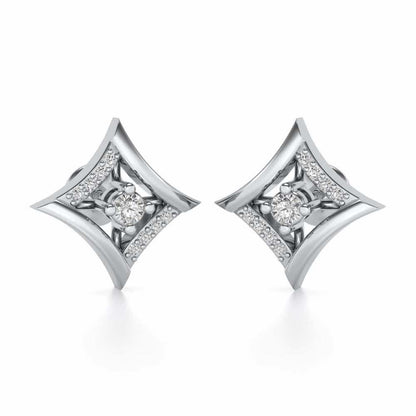 Shine far Silver Earrings - White Gold - Image 2