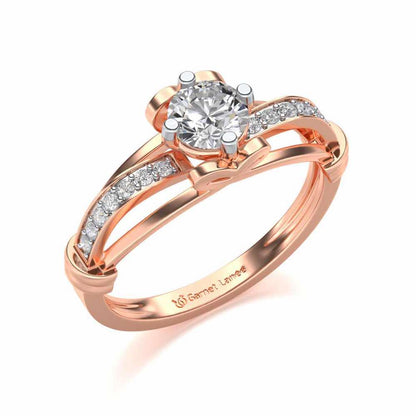 Shine on Heart Solitaire Silver Ring - Rose Gold - Image 1