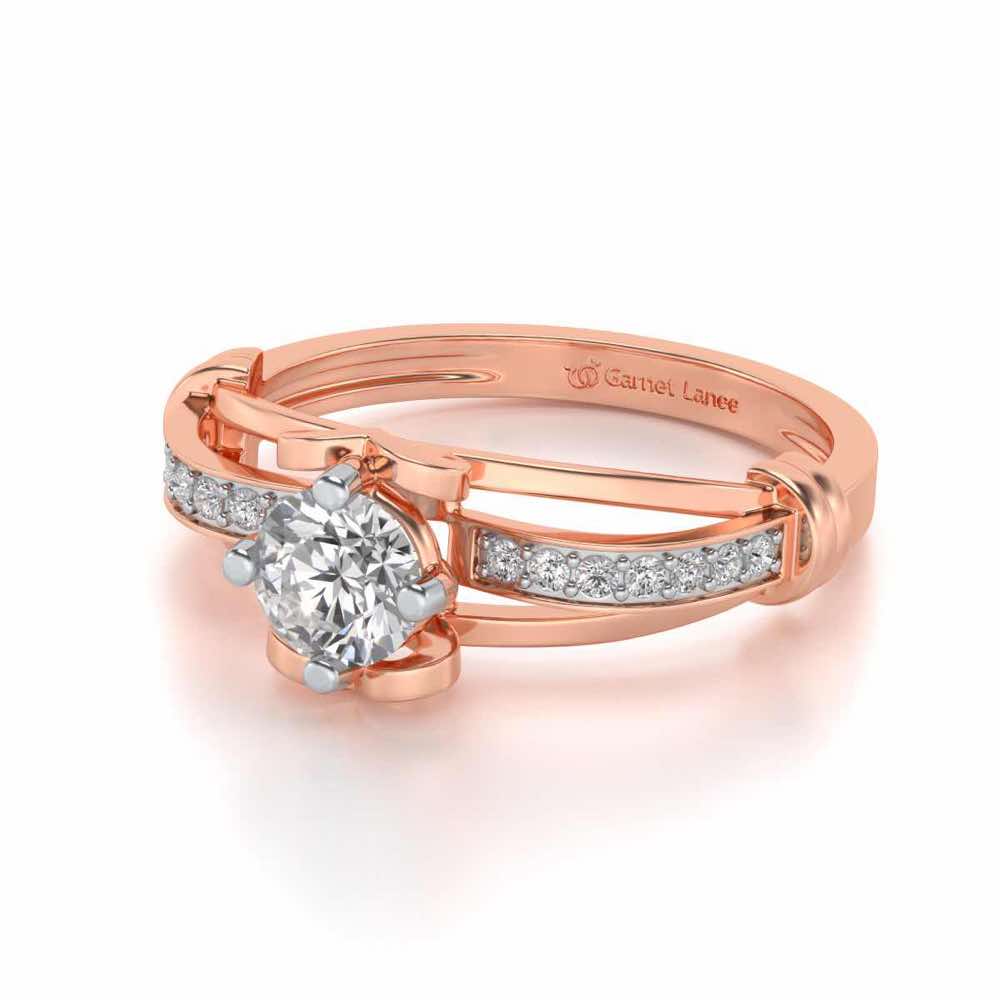 Shine on Heart Solitaire Silver Ring - Rose Gold - Image 2