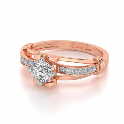 Shine on Heart Solitaire Silver Ring - Rose Gold - Image 2