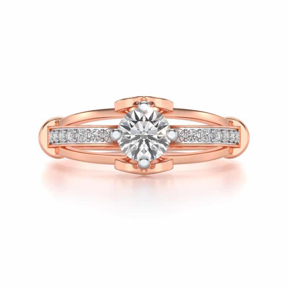Shine on Heart Solitaire Silver Ring - Rose Gold - Image 4