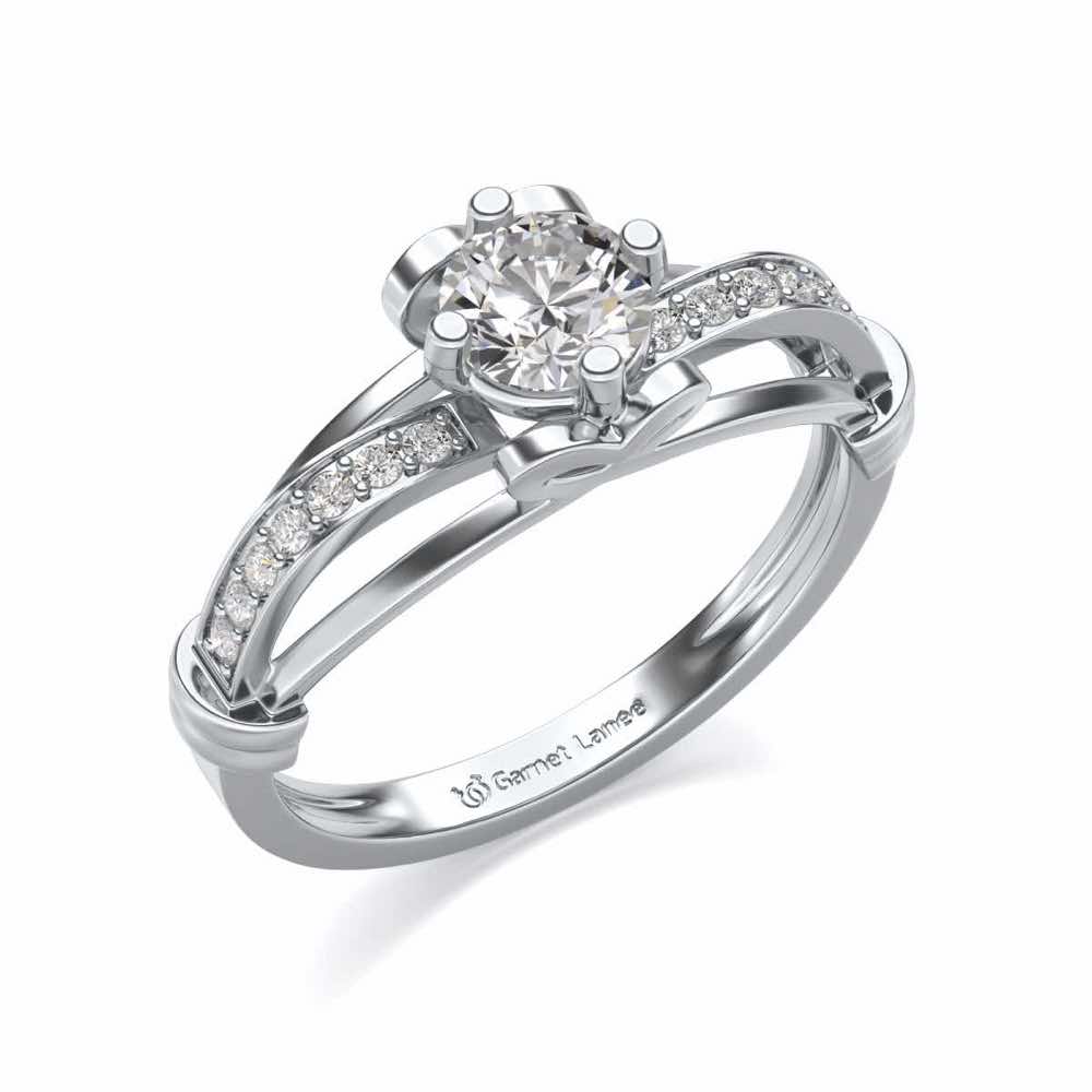 Shine on Heart Solitaire Silver Ring - White Gold - Image 1