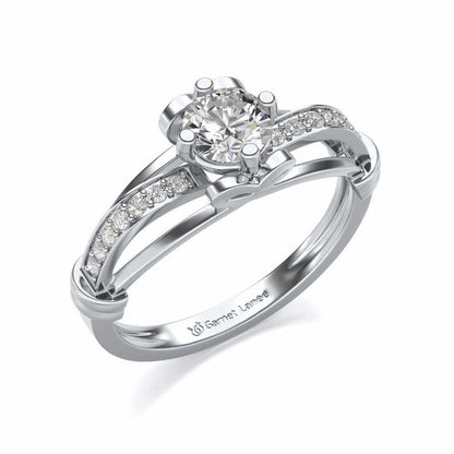 Shine on Heart Solitaire Silver Ring - White Gold - Image 1