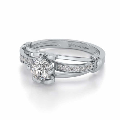 Shine on Heart Solitaire Silver Ring - White Gold - Image 2