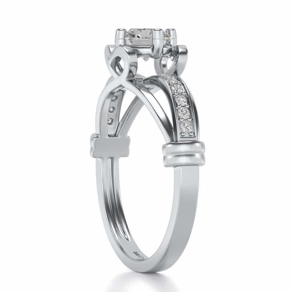 Shine on Heart Solitaire Silver Ring - White Gold - Image 3