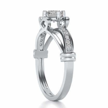 Shine on Heart Solitaire Silver Ring - White Gold - Image 3