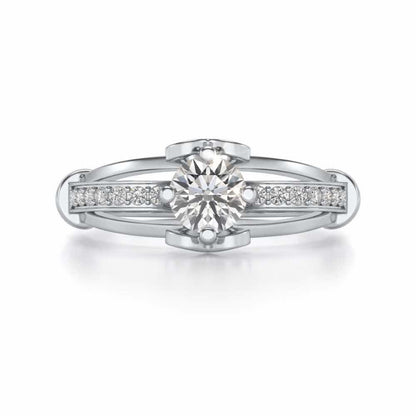Shine on Heart Solitaire Silver Ring - White Gold - Image 4