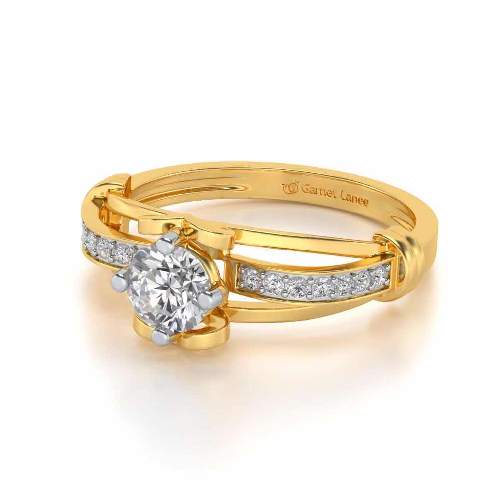 Shine on Heart Solitaire Silver Ring - Yellow Gold - Image 2