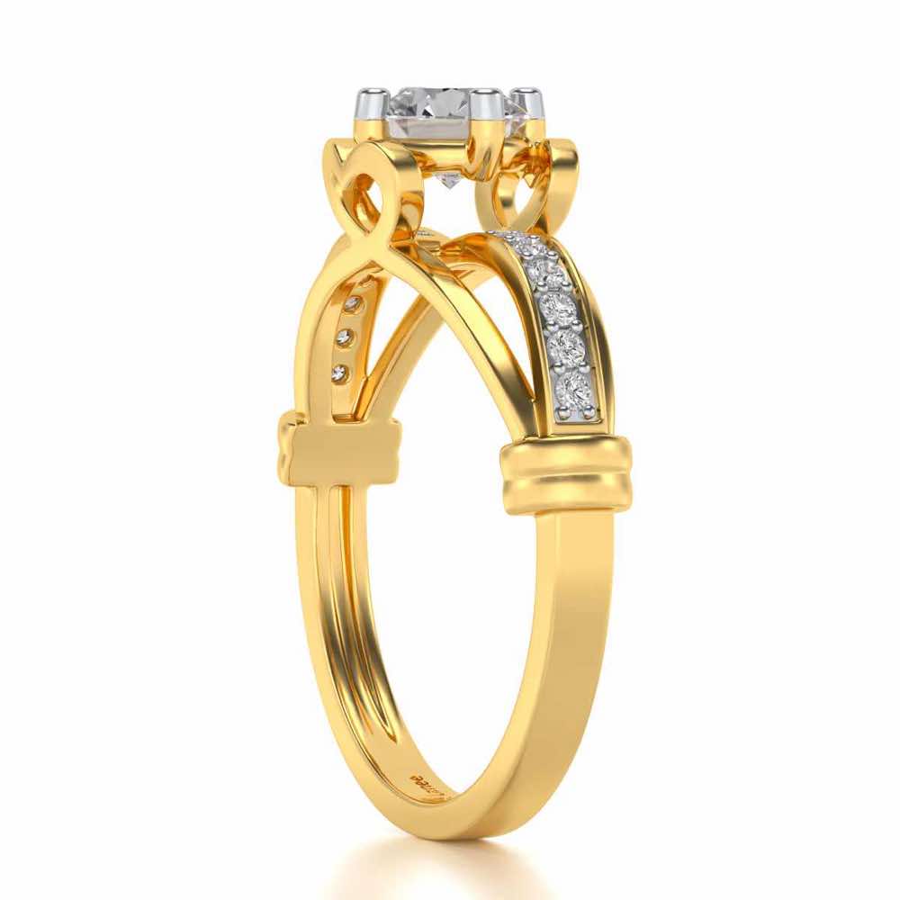 Shine on Heart Solitaire Silver Ring - Yellow Gold - Image 3