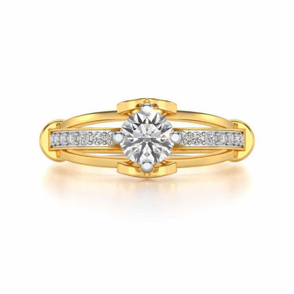 Shine on Heart Solitaire Silver Ring - Yellow Gold - Image 4