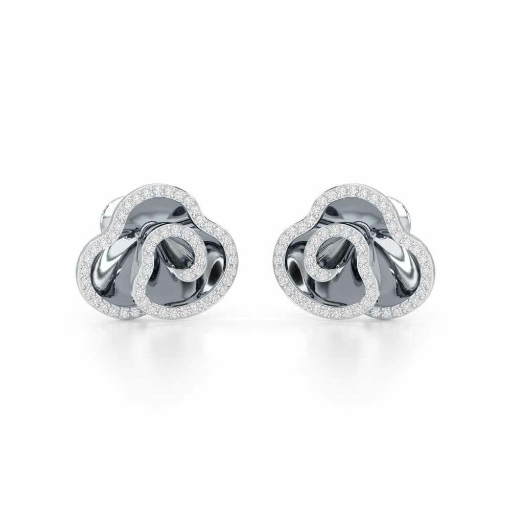Shining Elegance Silver Earrings - White Gold - Image 2