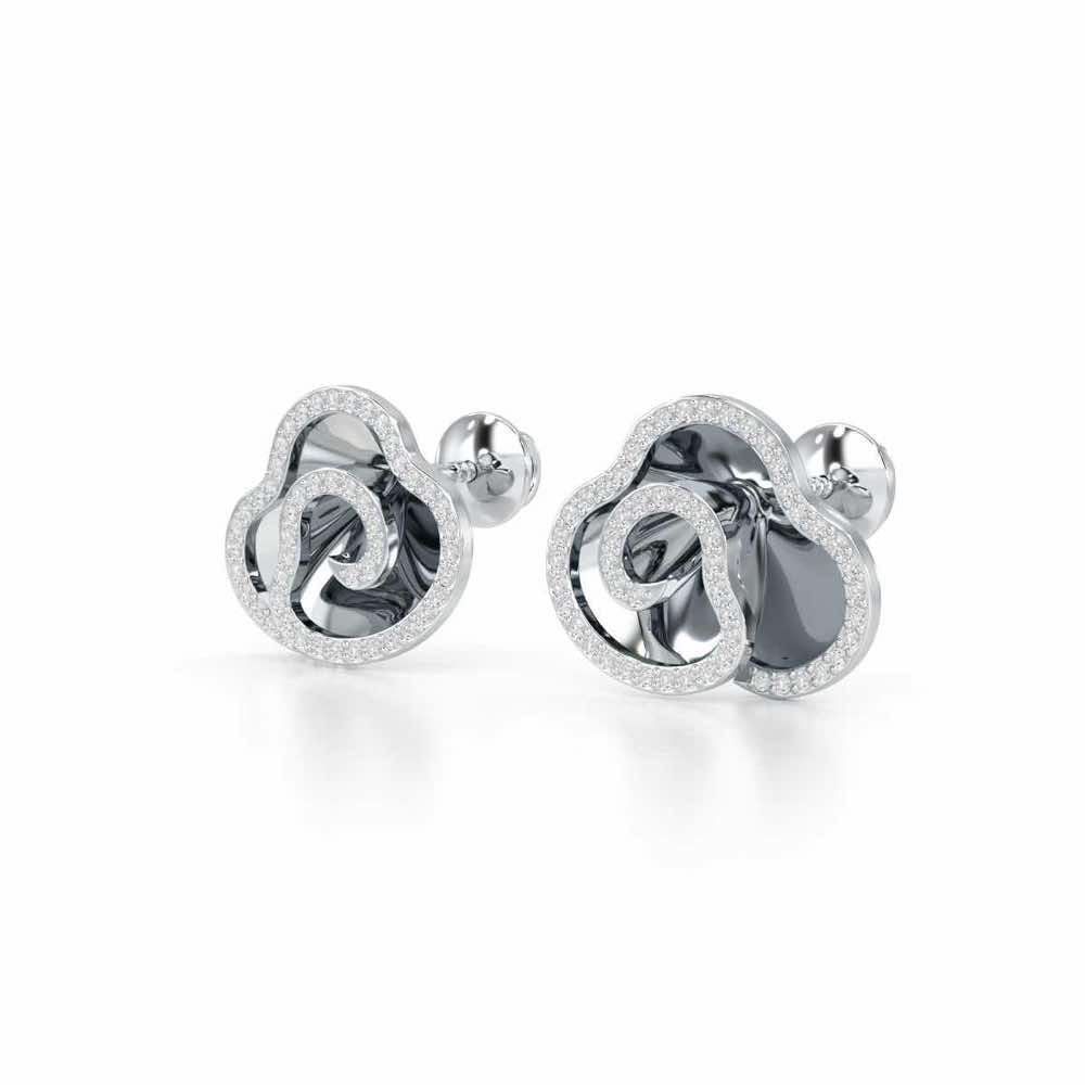 Shining Elegance Silver Earrings - White Gold - Image 3