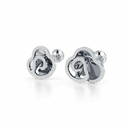 Shining Elegance Silver Earrings - White Gold - Image 3