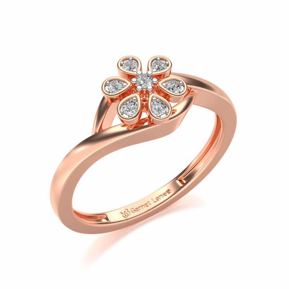 Shinny Flower Silver Ring - Rose Gold - Image 1