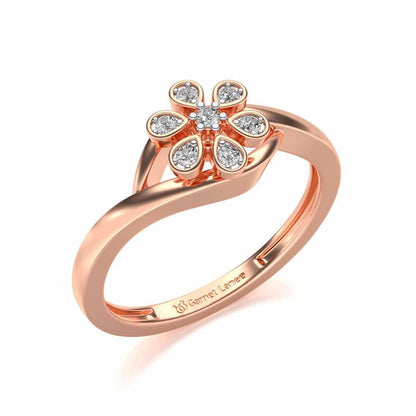 Shinny Flower Silver Ring - Rose Gold - Image 1