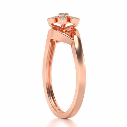 Shinny Flower Silver Ring - Rose Gold - Image 3